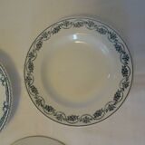 3 assiettes plates faïence ancienne St Amand Salins  vert