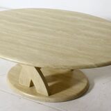 Vintage oval travertine coffee table from the 70s