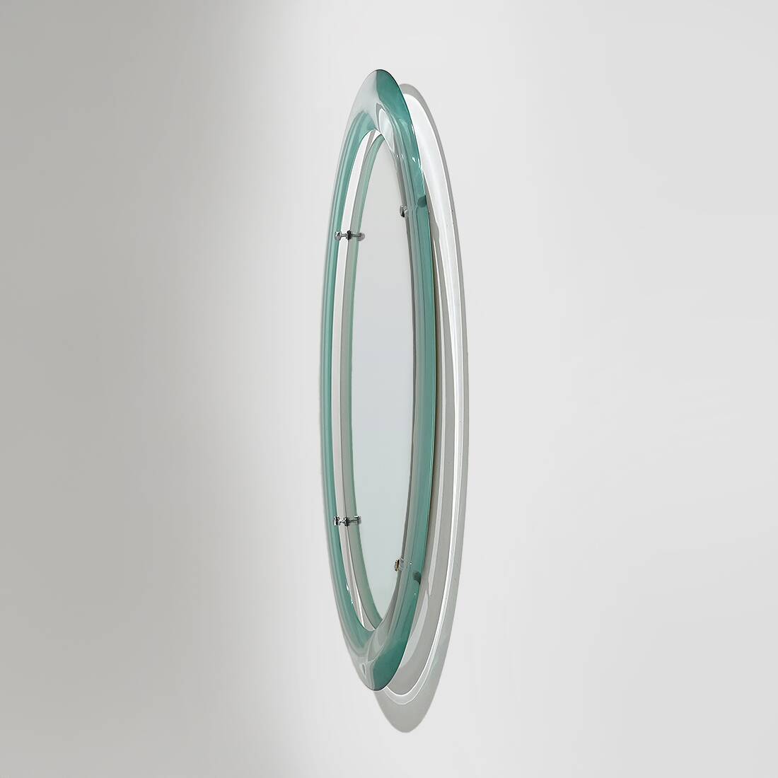 Wall mirror with curved glass frame by Metalvetro, 1970s