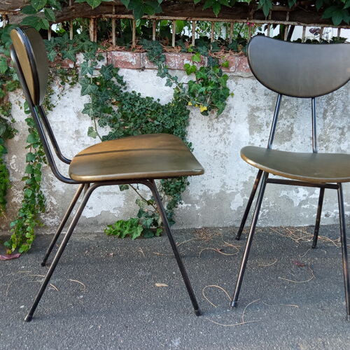 Paire de chaises années 50 en métal et skaï
