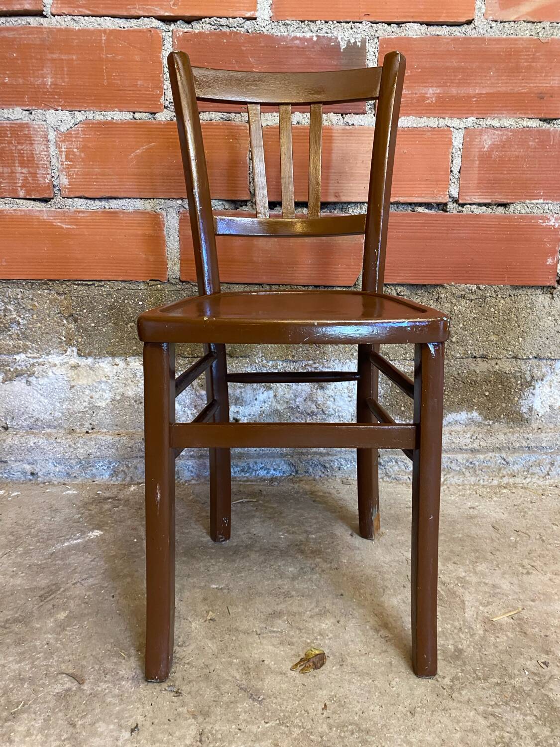 Antique Luterma style bistro chair vintage brown wood