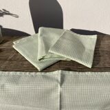 4 green rectangular napkins \u00e0 vintage tiles