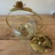 Vintage glass & gilded brass sweet jar / bonbonnière – Rose decor
