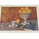 Old watercolor painting with oranges