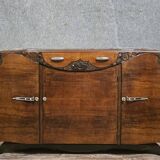 Sideboard in a row, Art Deco period, in mahogany.