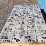 Teak dining table with illustrated top
