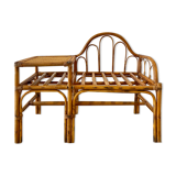 Vintage bamboo and rattan telephone bench