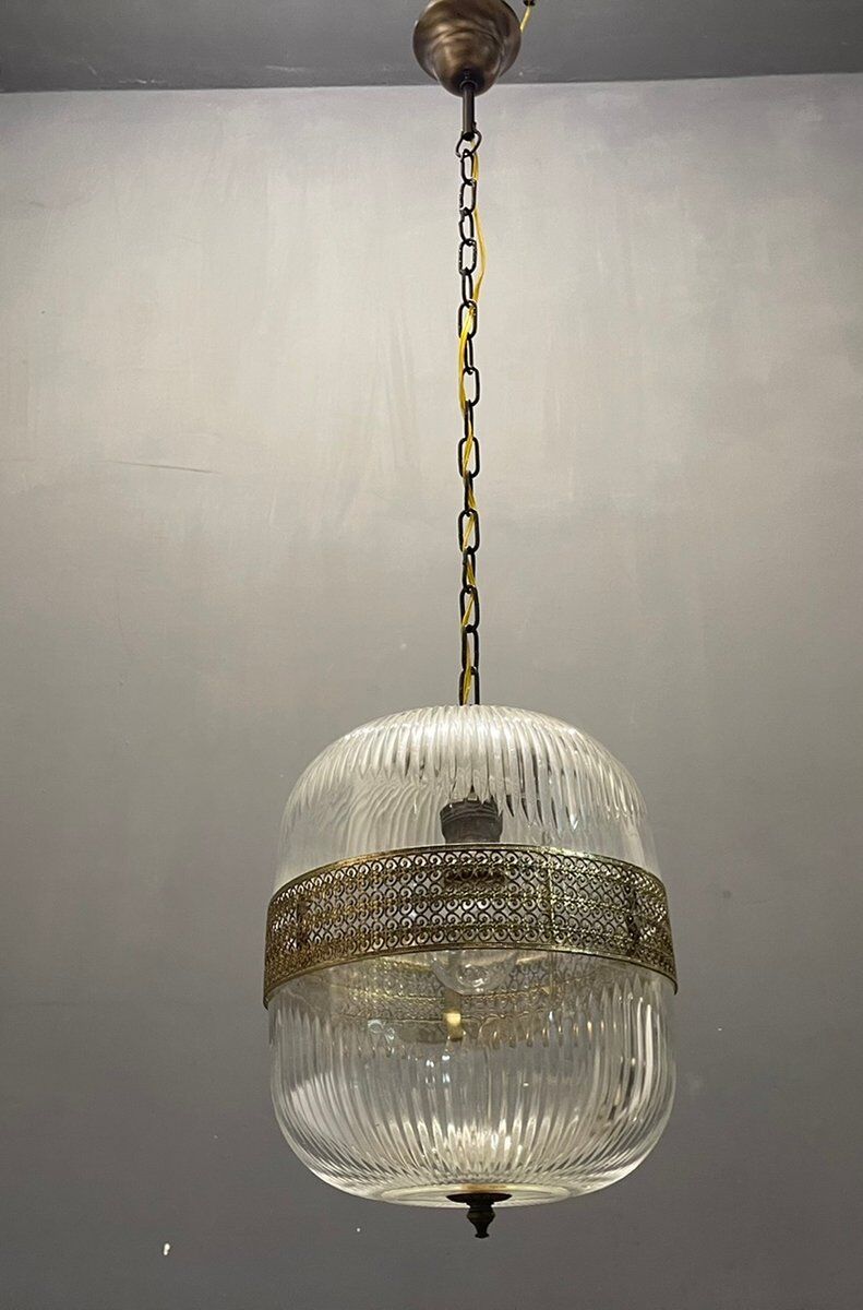Vintage italian glass light pendant lamps, set of 2