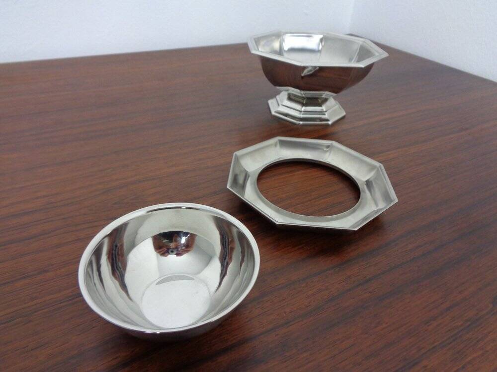 French stainless steel caviar bowl by Jean Couzon, 1970s