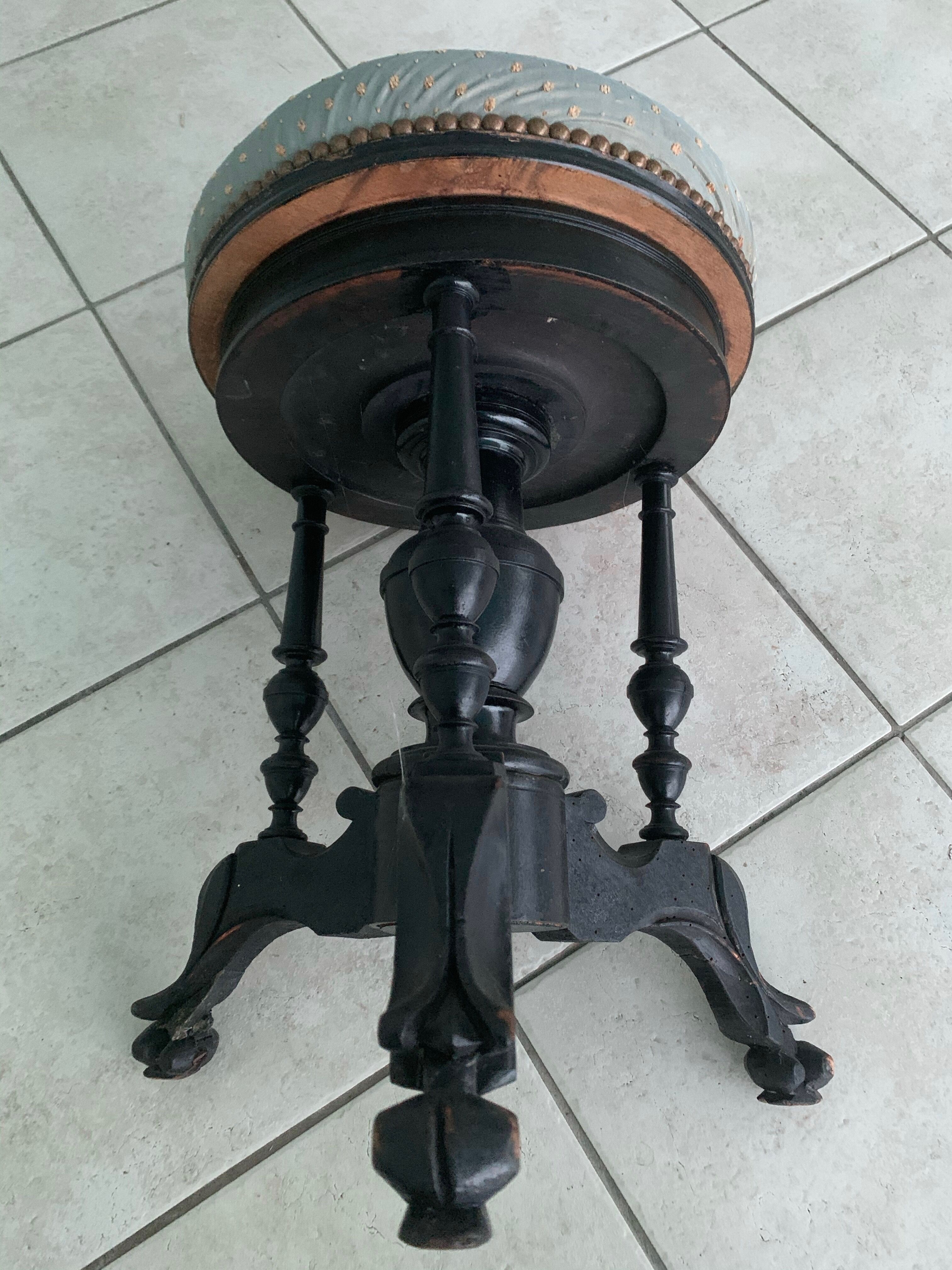 Blackened wooden piano stool, 19th century