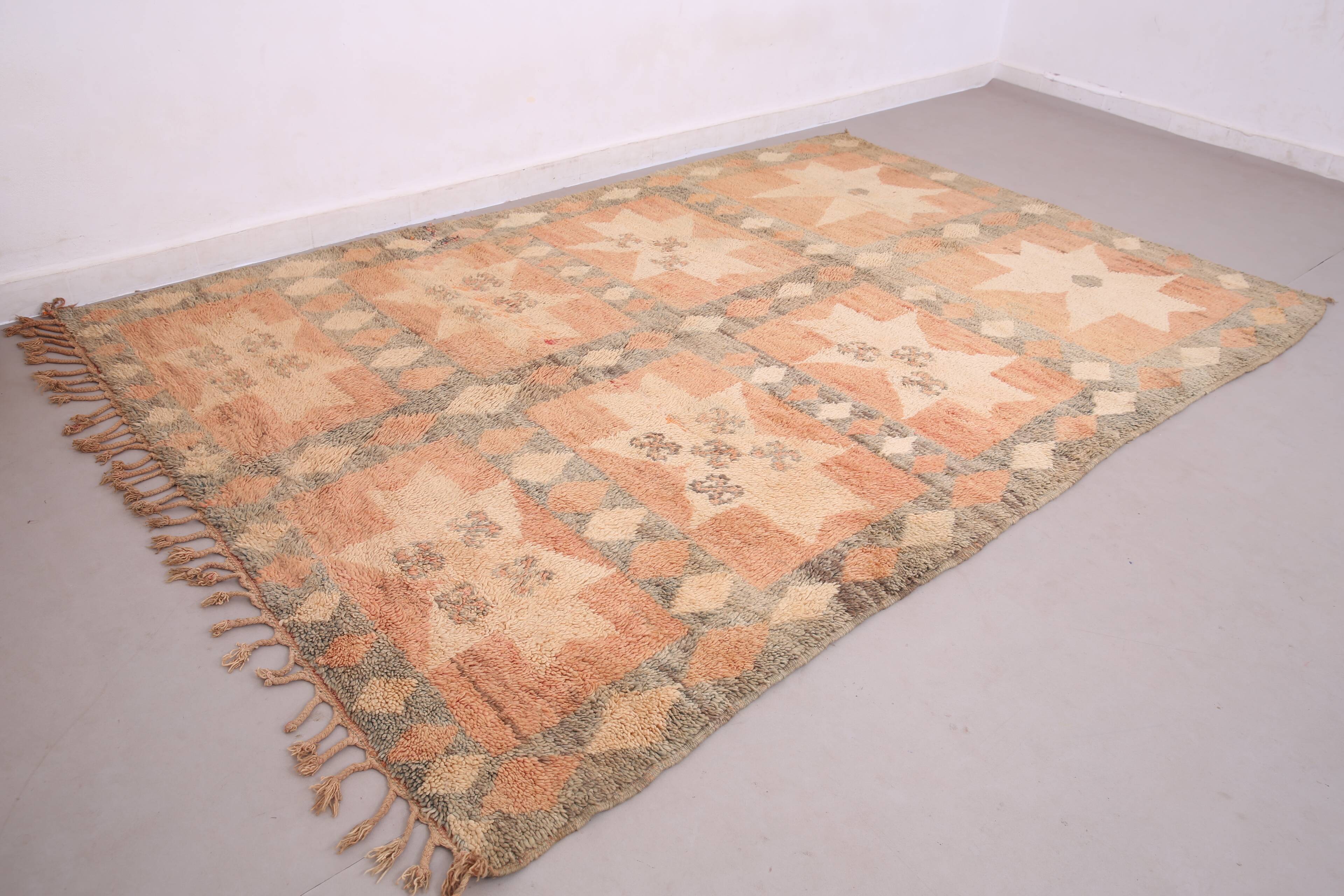Peach Vintage Moroccan Rug 200 x 298 cm - Berber Wool Rug - Handmade Rug