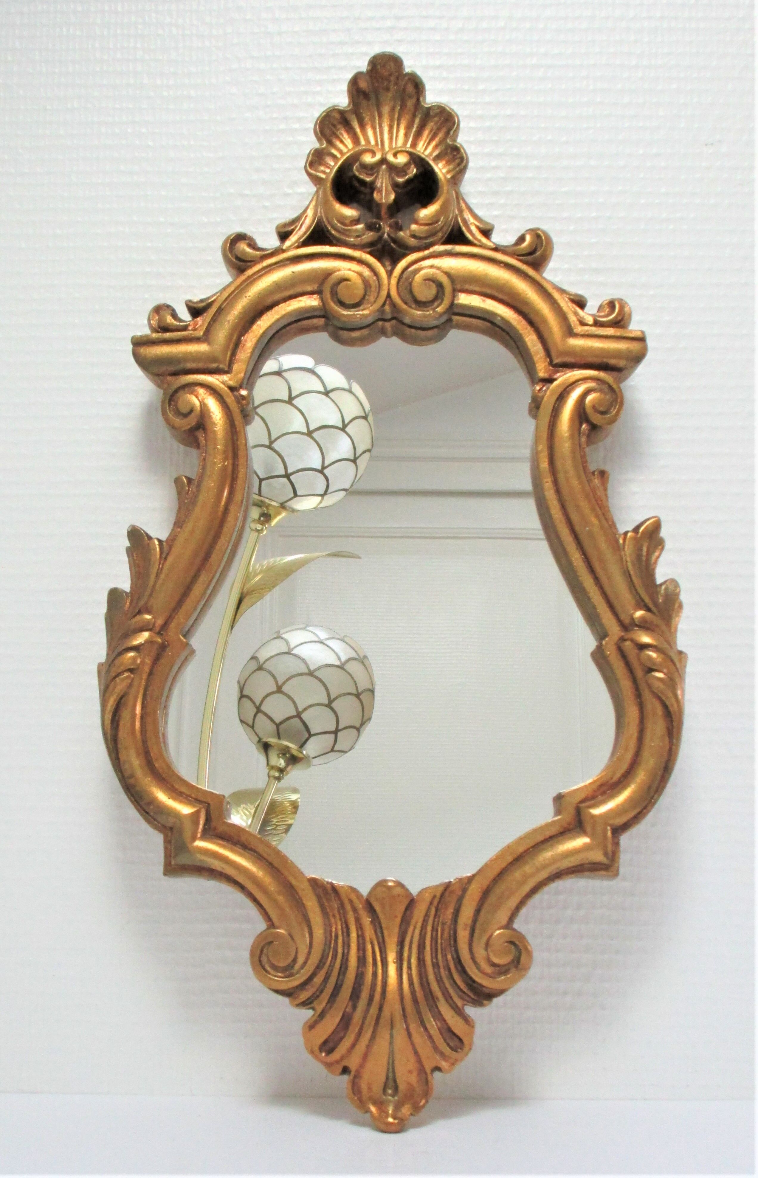 Mirror rocaille gilded ice saint-gobain vintage