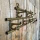 Vintage Wall Coat Rack Brass 7 Foldable Hooks #D748