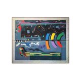 Richard Frank 'Wise Bird Strategy' Painting, Oil On Canvas 1980 Exotic Postmodern Miami