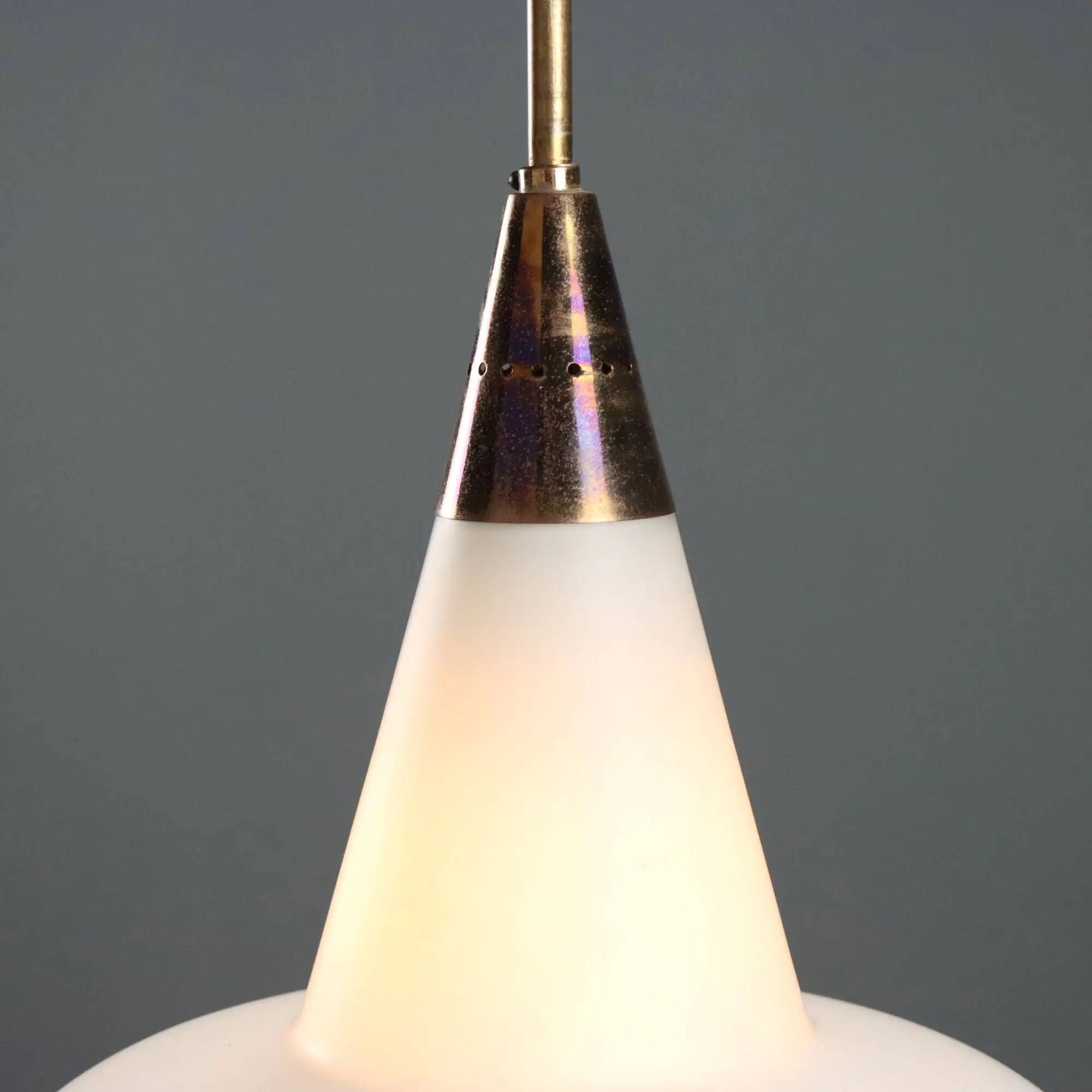 Vintage brass and glass pendant, Italian design, 1960s.