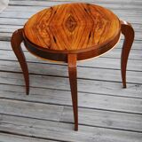 Table basse art déco de forme ronde en palissandre de rio.