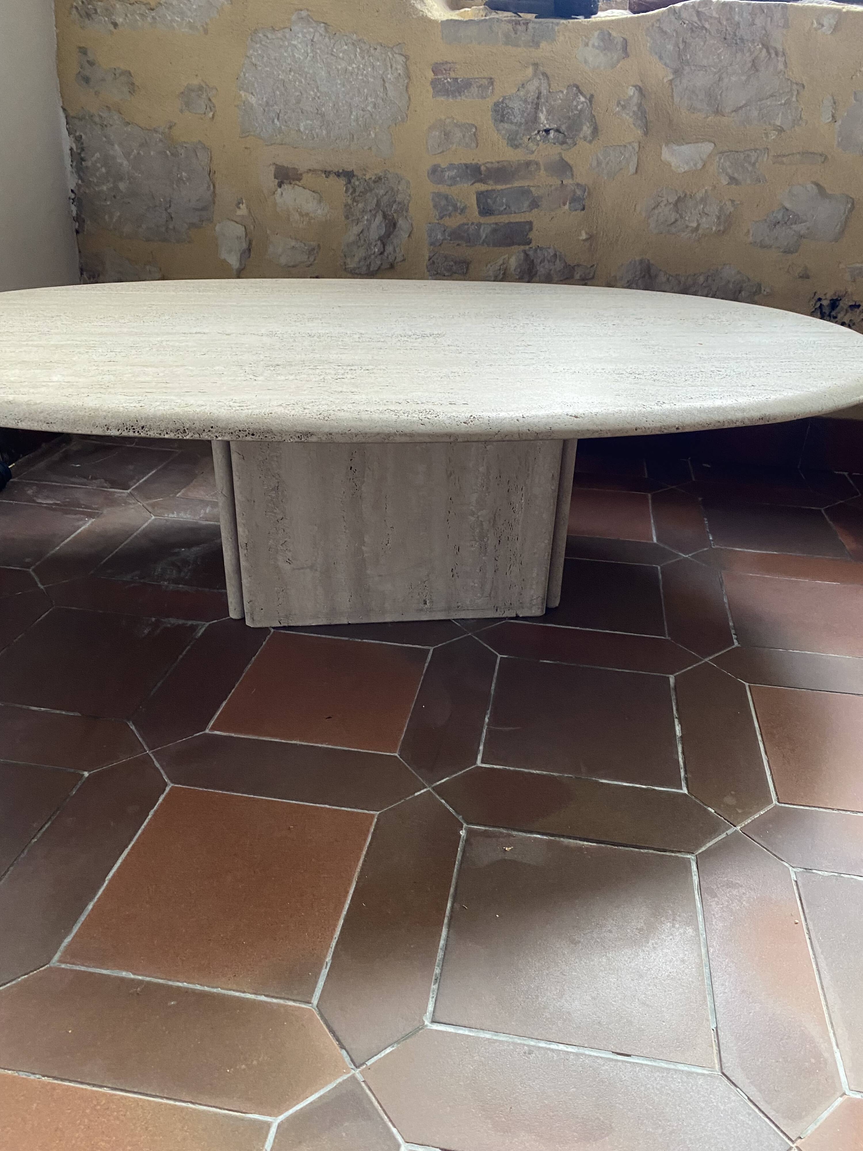 Travertine table base