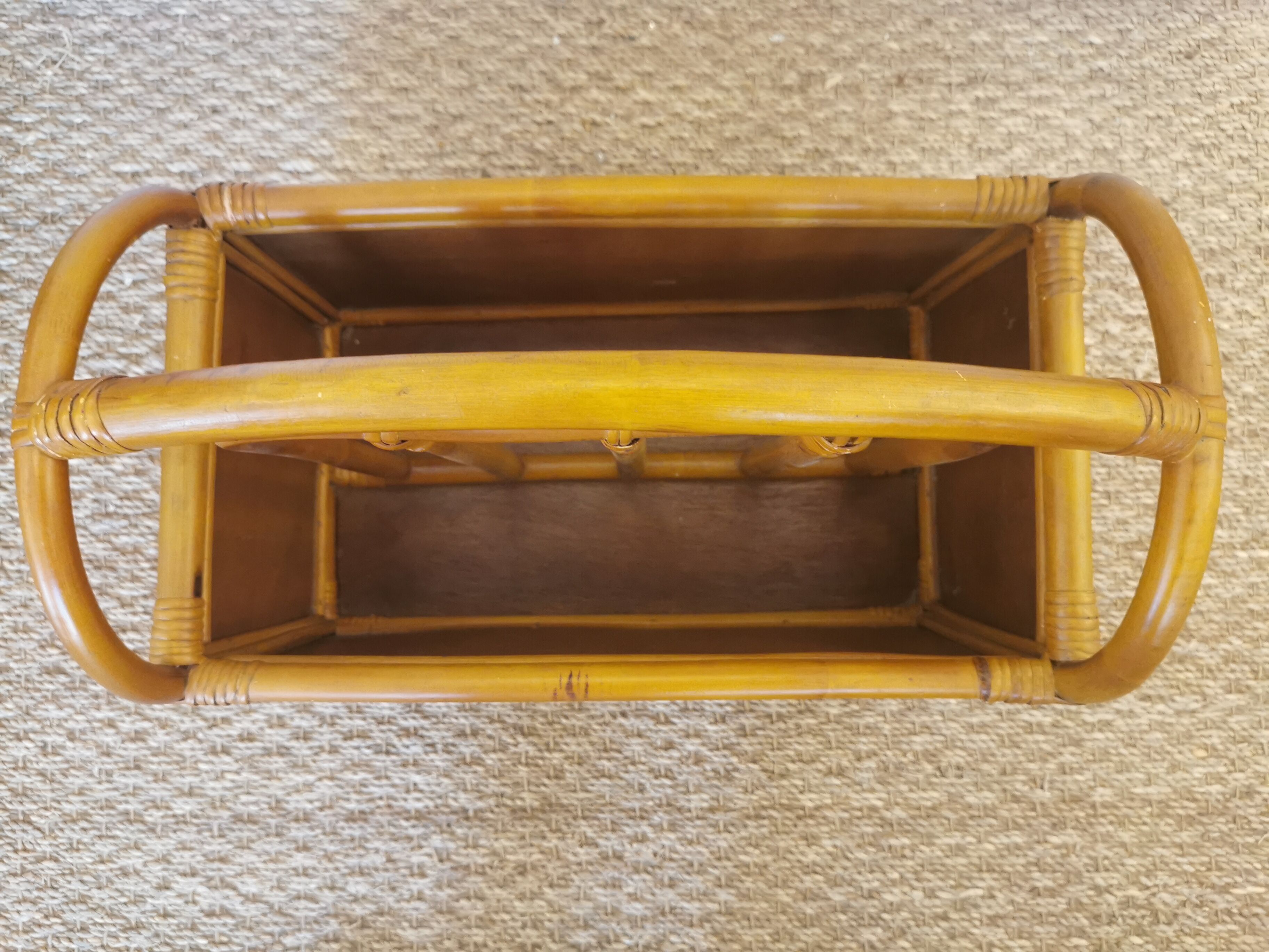 Vintage bamboo rattan and canning magazine holder