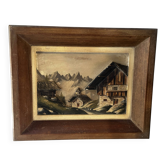 Alpine Table Carved and Painted Signed - Mid Century Chalet Ambiance