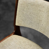 Vintage Scandinavian Modern Teak and Beige Wool Dining Chairs Model 89 by Erik Buch, 1950s, Set of 4
