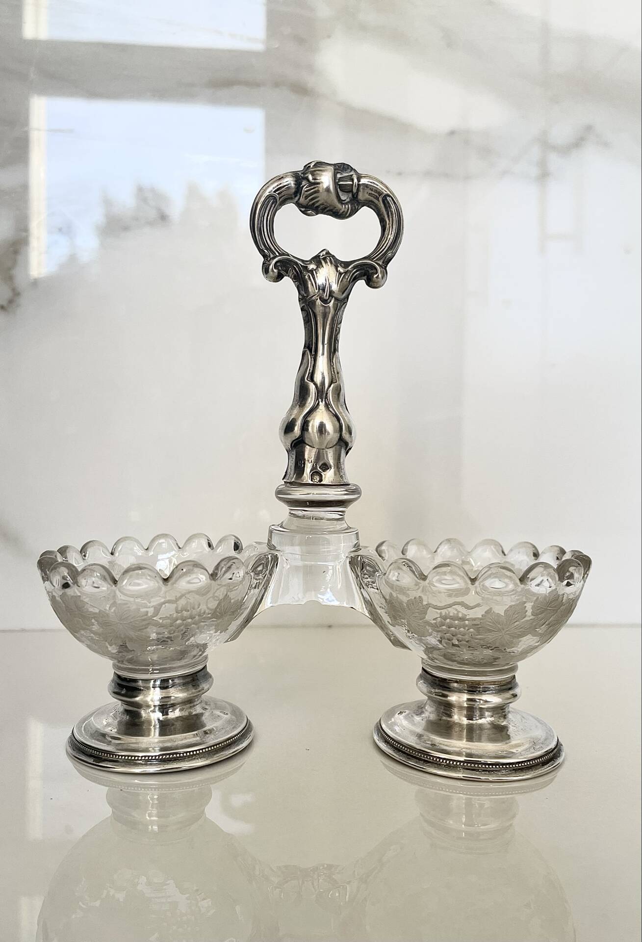 Saleron double argent massif, XIXe siècle, Napoléon III