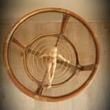 Light rattan lounge table and smoked glass