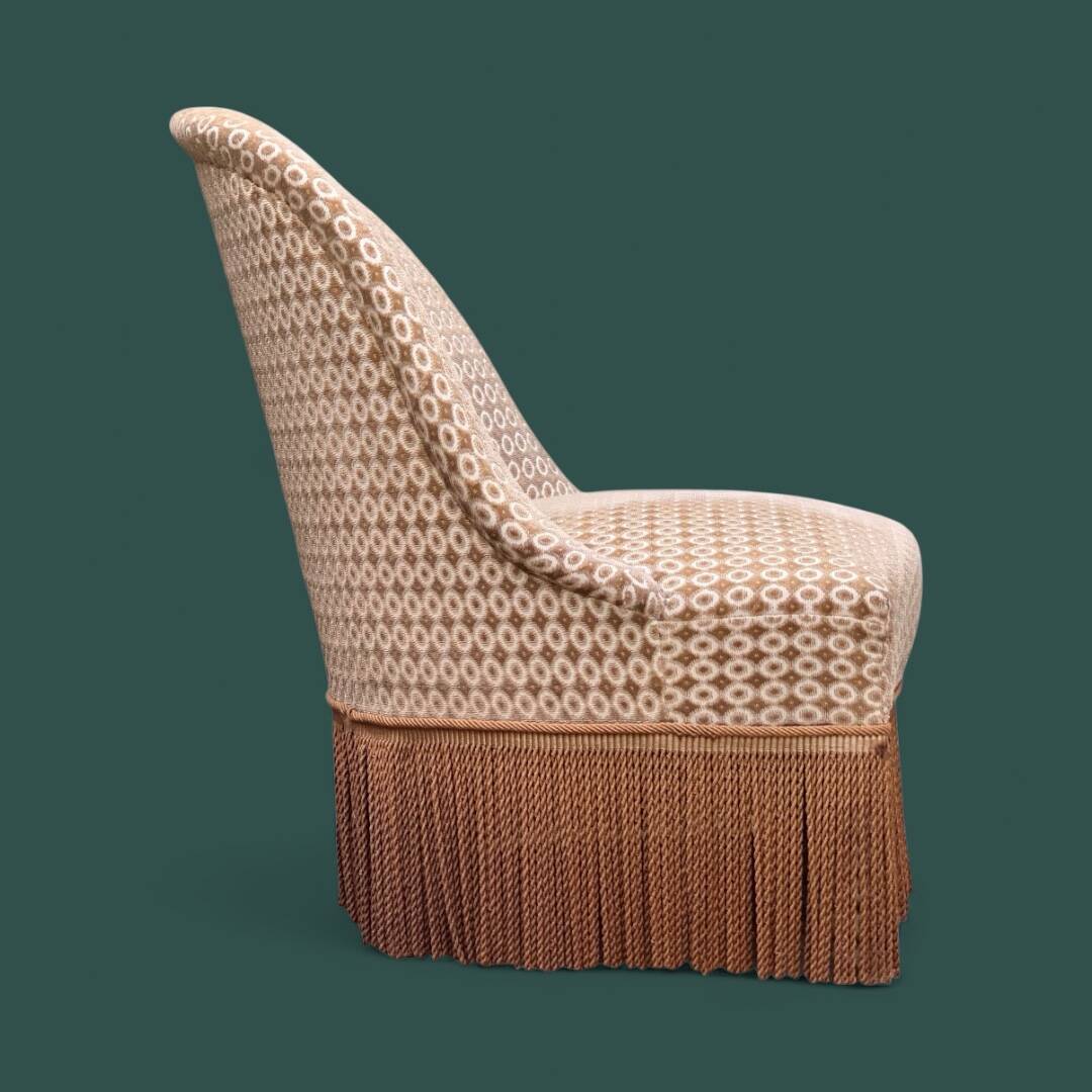 Vintage chocolate velvet toad armchair