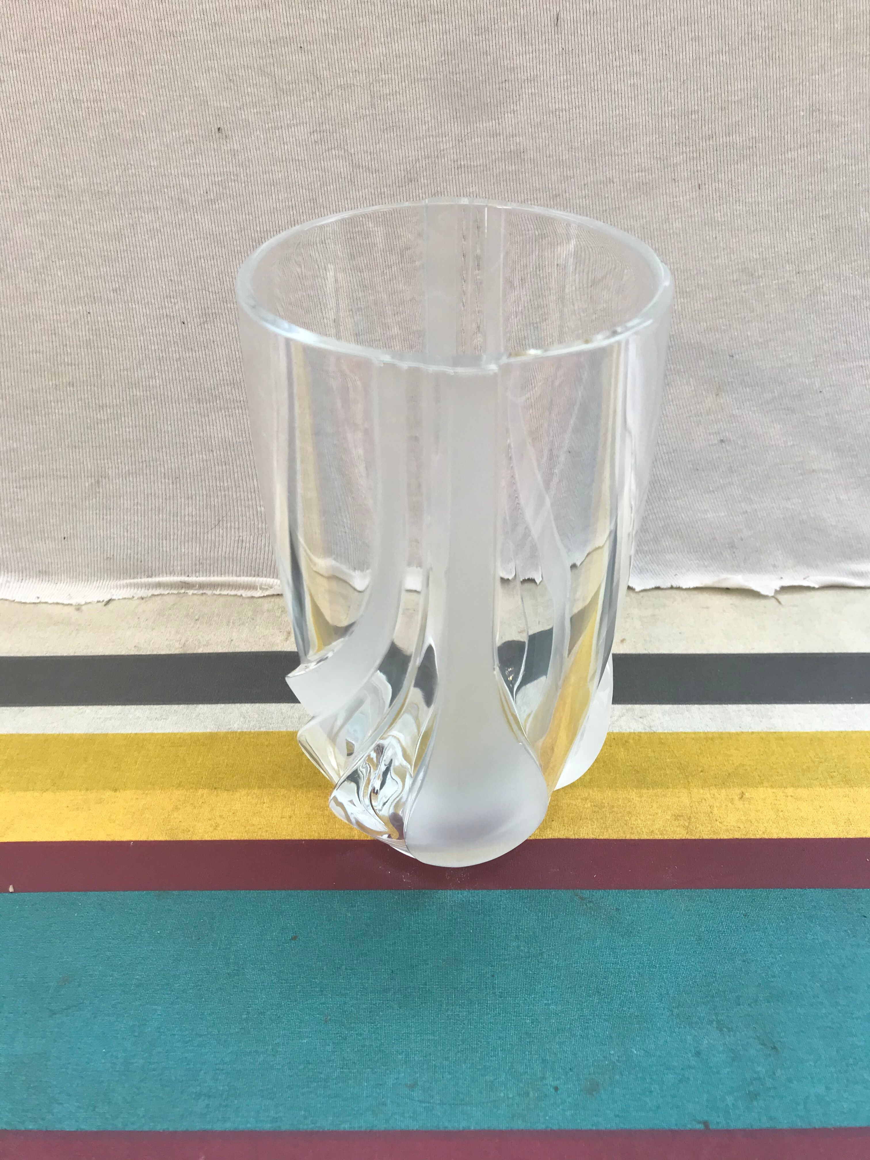 Ancient art deco moulded glass vase - vintage design decorated decor