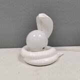 COBRA table lamp with thin milky white glass shade/dome, Sweden 1980s