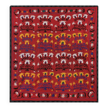 Vintage hand-embroidered tribal tapestry 222x231 cm