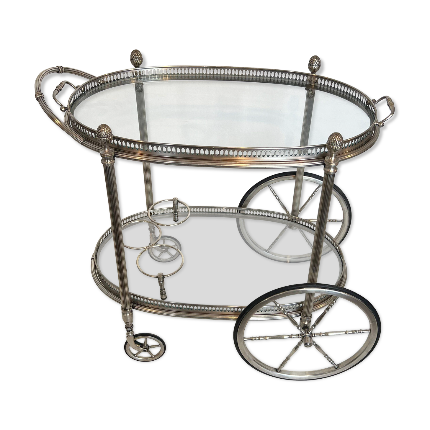 Oval silver-plated brass trolley from Maison Baguès.
