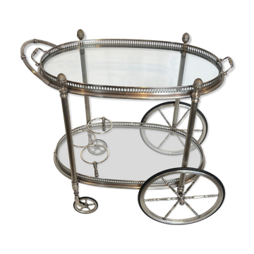 Oval silver-plated brass trolley from Maison Baguès.