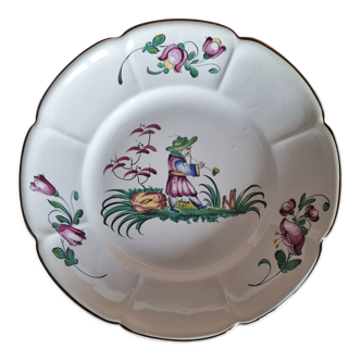 Assiette au chinois en faience de Desvres CH Henri Chaumeil Géo Martel