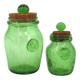 Two green bubble glass sweet jars from Biot, 1960s.