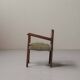 French modernist armchair in wood and green velvet, 1950s