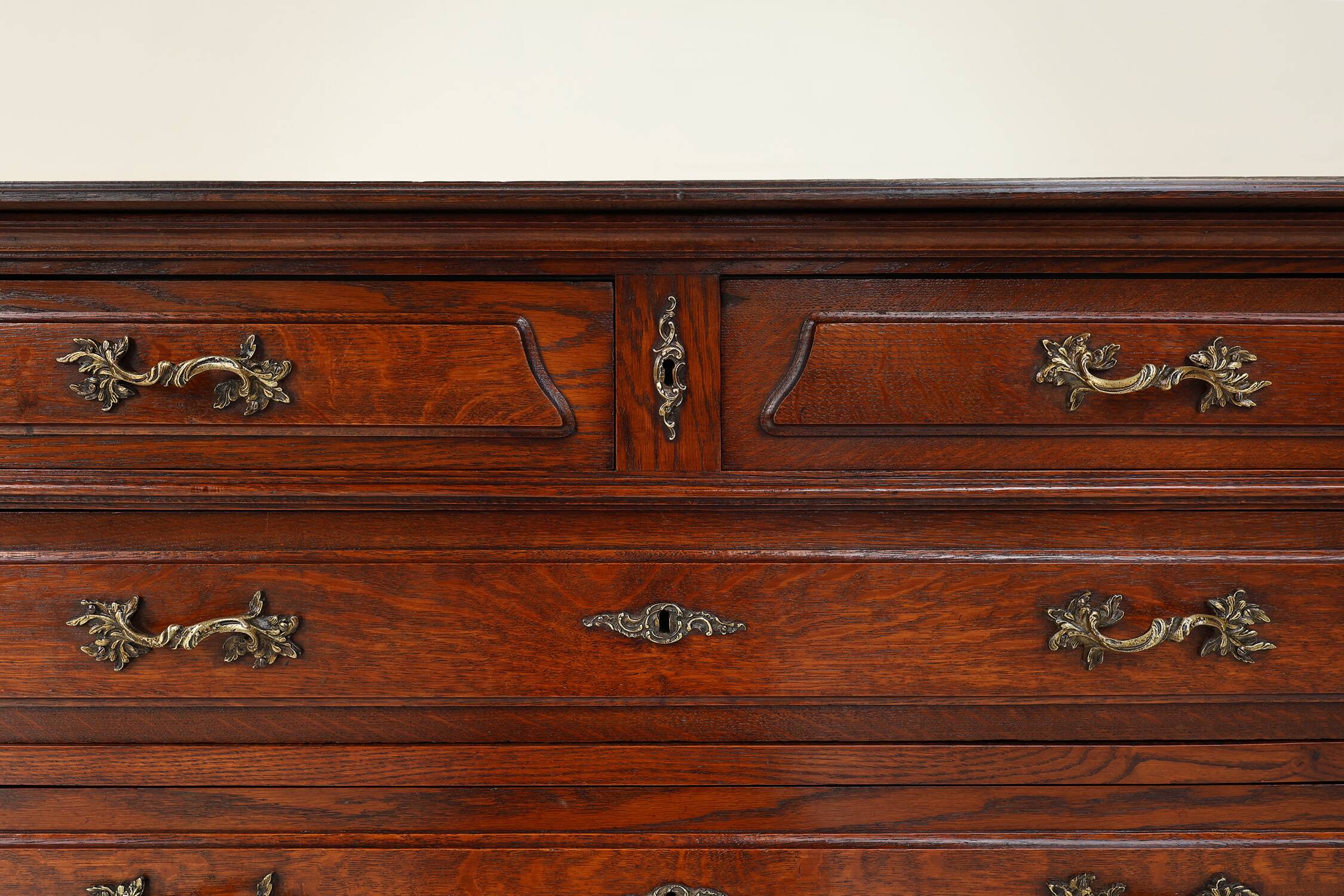 French Antique carved oak chest of drawers