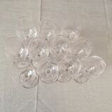 Suite of 11 engraved glass drip glasses from the 1930s 1940s