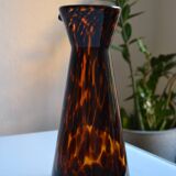 Vintage leopard pattern speckled glass vase or jug attributed to Murano