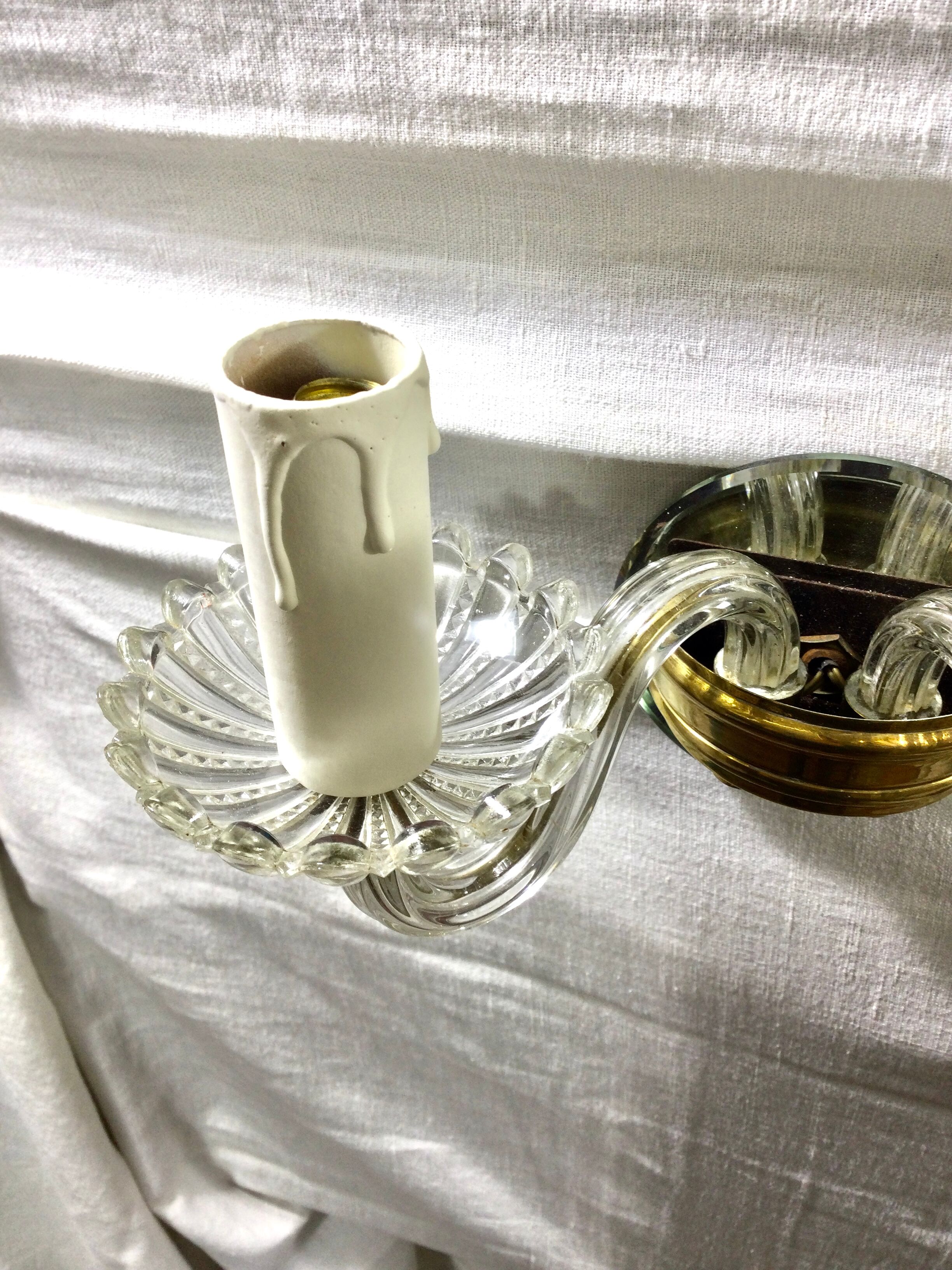 Pair of glass and crystal sconces