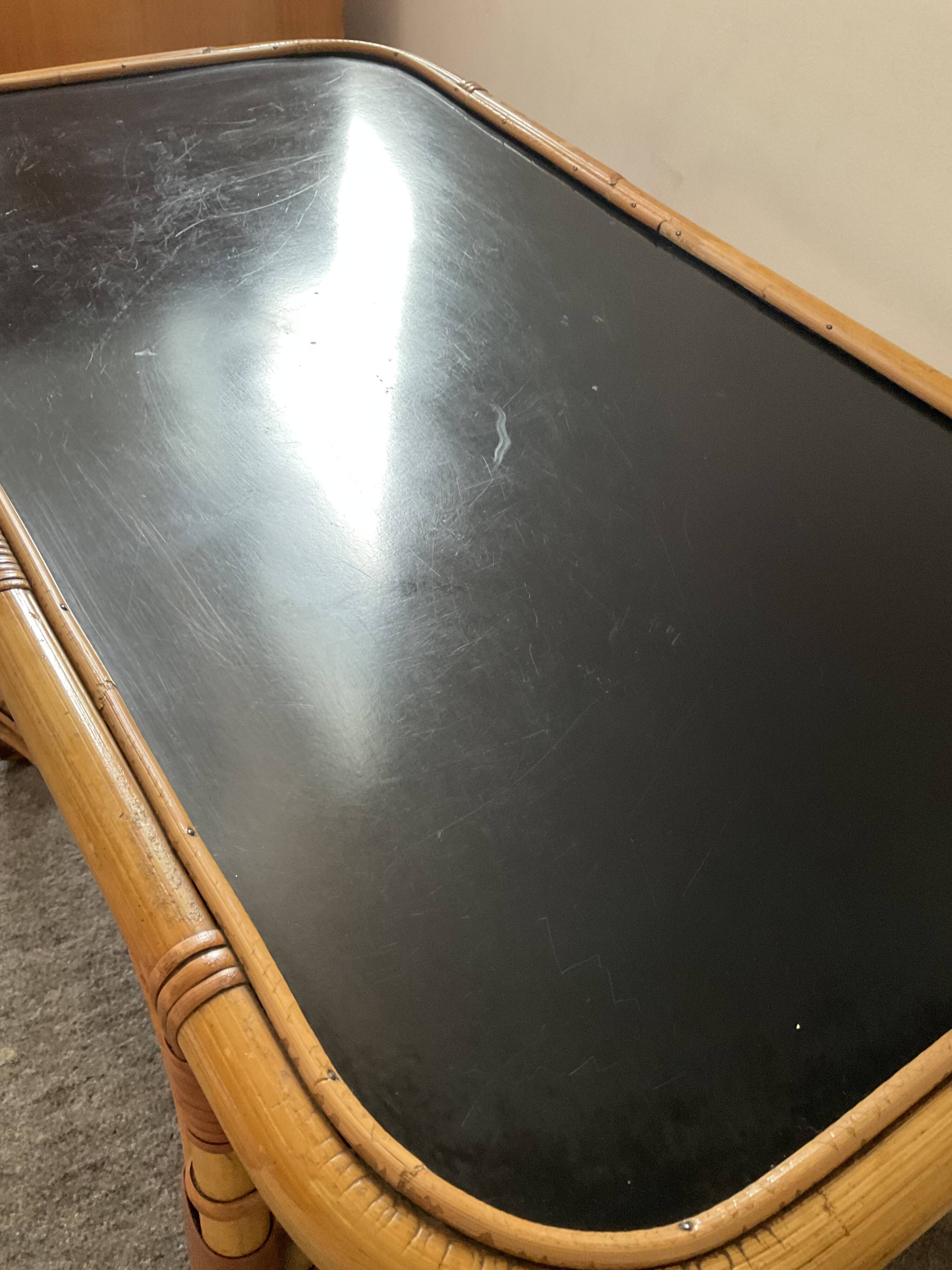 Vintage coffee table from the 50s in rattan