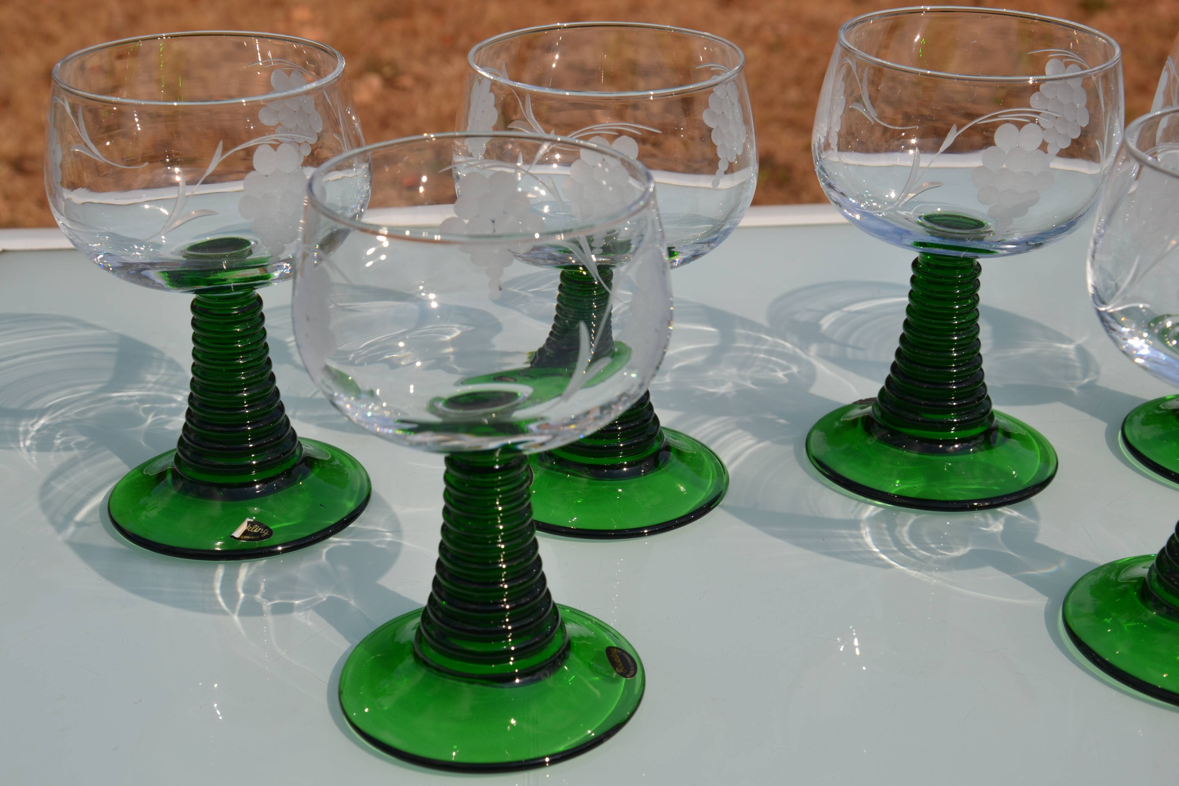 6 large engraved glasses Roemer Böckling Germany