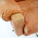1970s leather swivel armchair by Nili Stoppmobler, Denmark