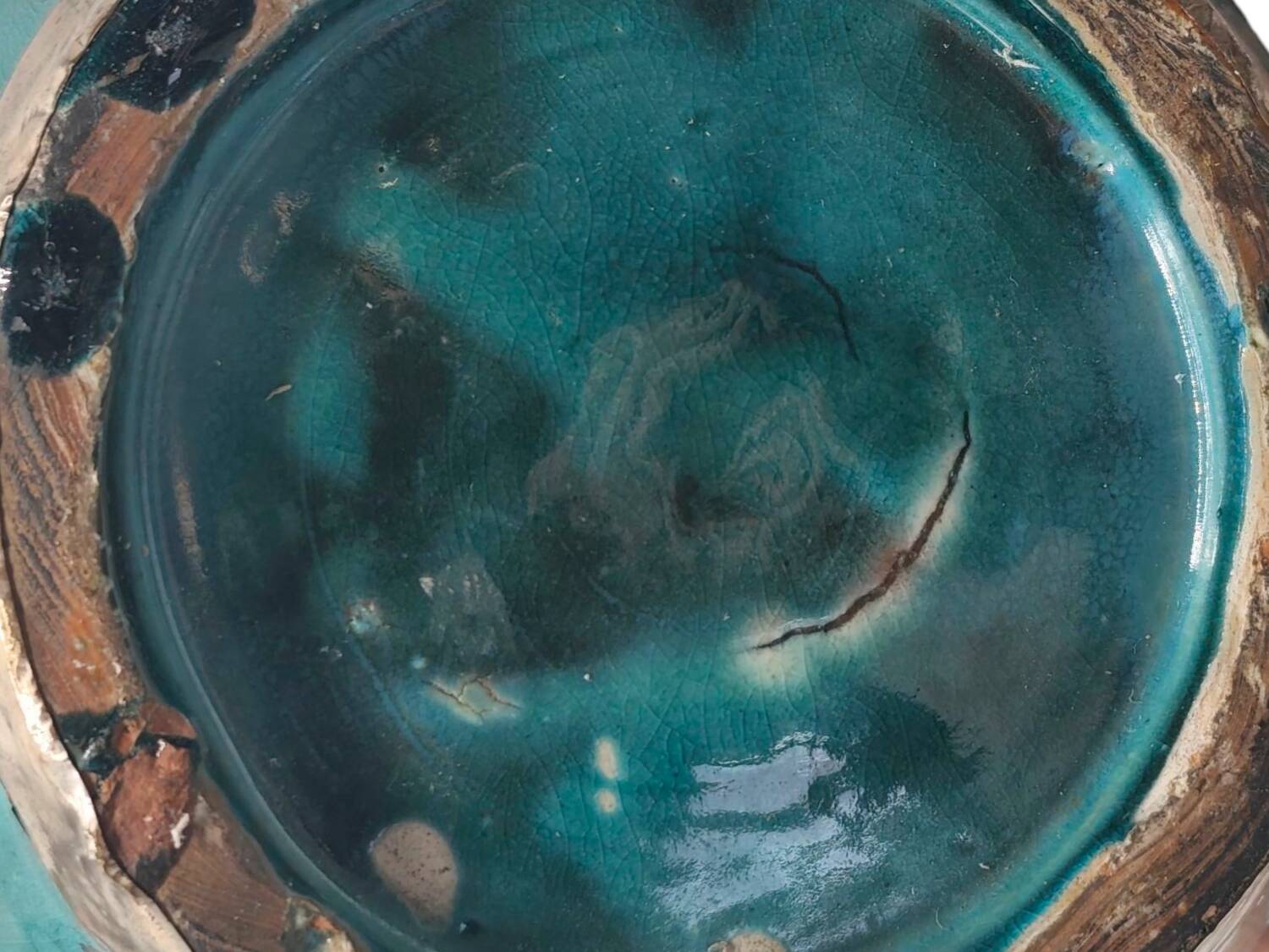 Vintage Early 20th Century Middle Eastern Ceramic Vase - Turquoise Glaze