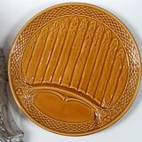 Assiette vintage à asperges Gien ocre jaune