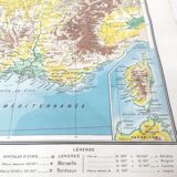 Old map of France from 1950 43x43cm
