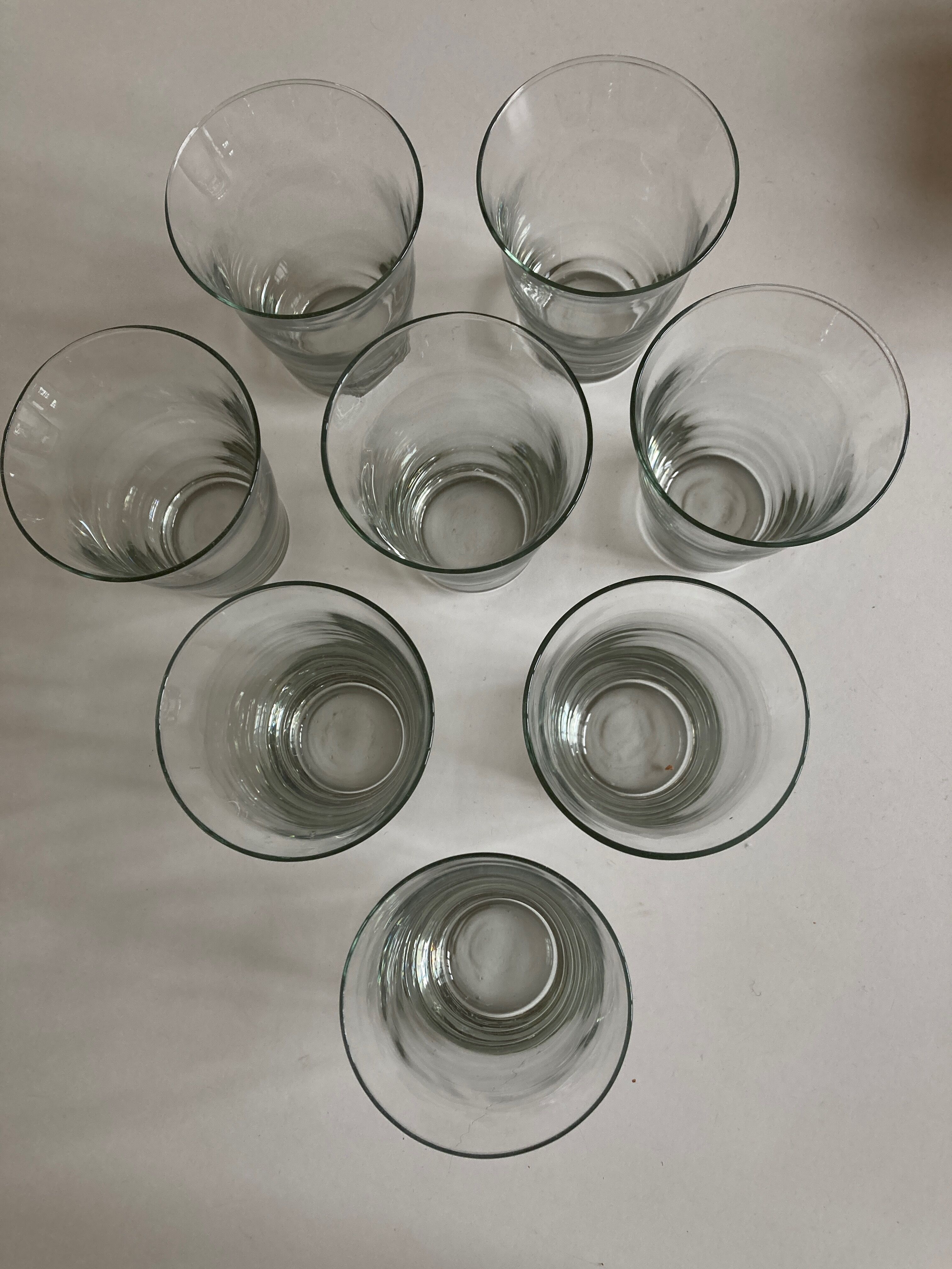 Set of 8 glasses cups corrugations 1960 mid century modern