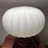 Vintage pleated opaline globe table lamp