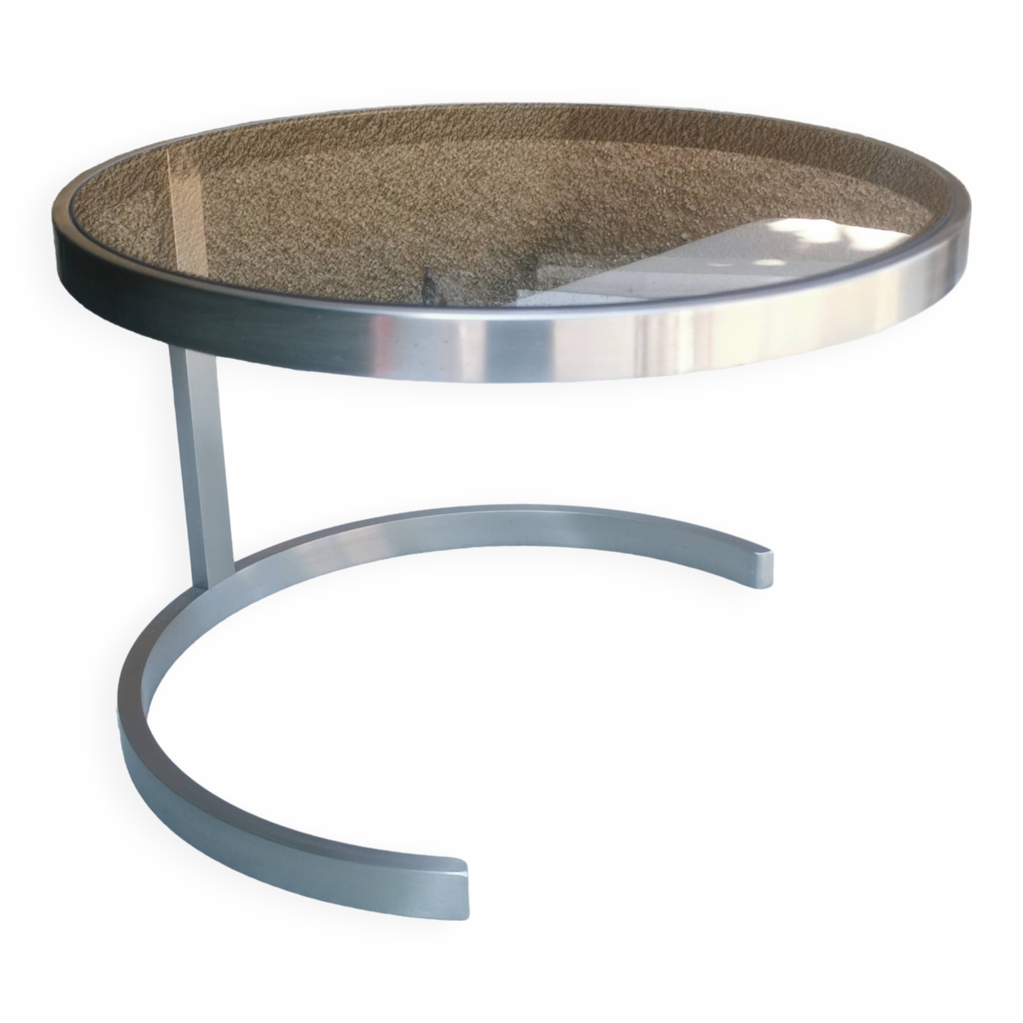 Vintage living room table “metal and glass top”