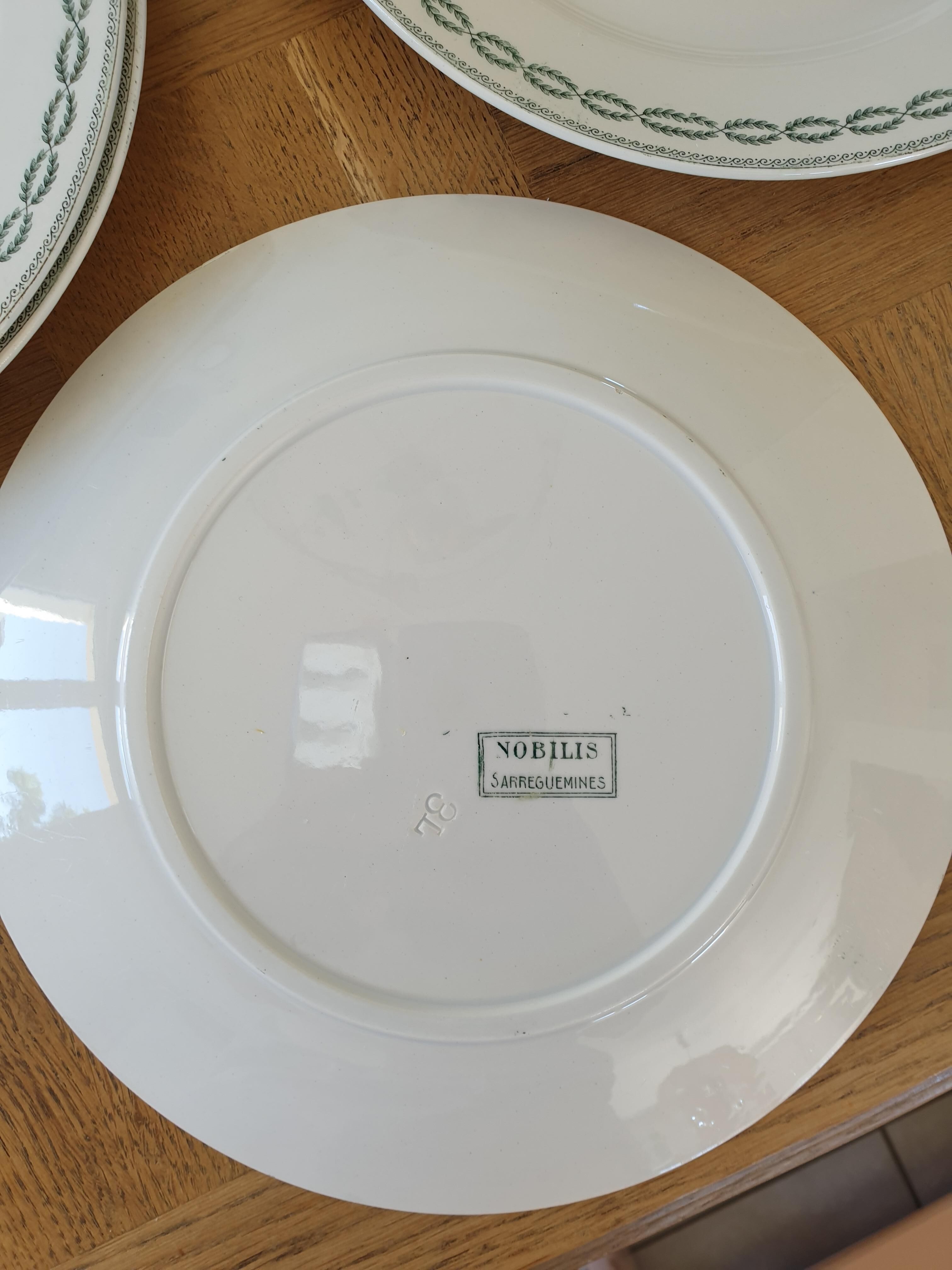 Set de 10 assiettes Sarreguemines 1900 faience U&C Nobilis