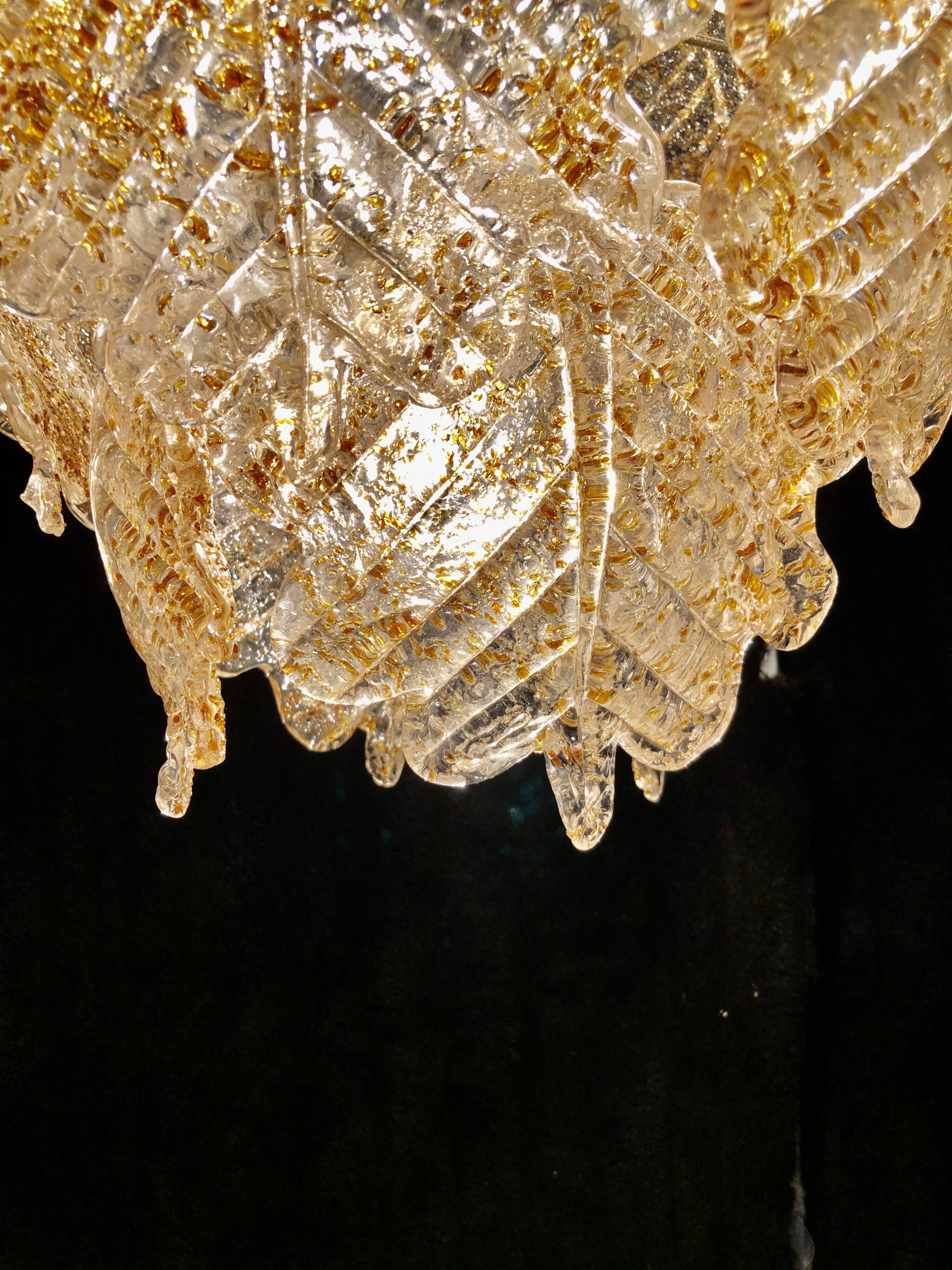Golden Mazzega amber ice frost candlestick